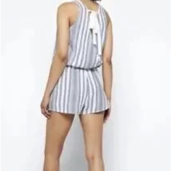 Bella Dahl Easy Linen Blend Romper Santorini Stripe  Size M - Picture 11 of 12